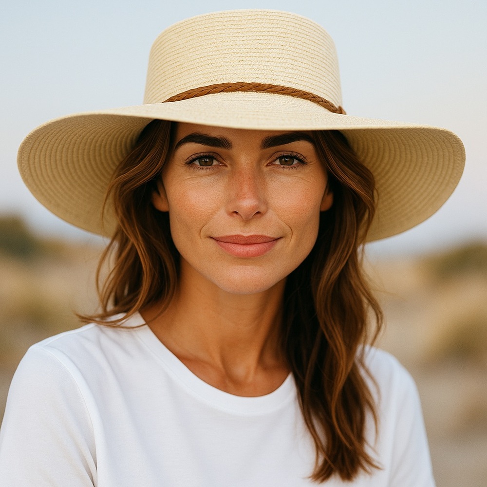 Stylish Cream Wide-Brim Hat - Picture 4 of 7